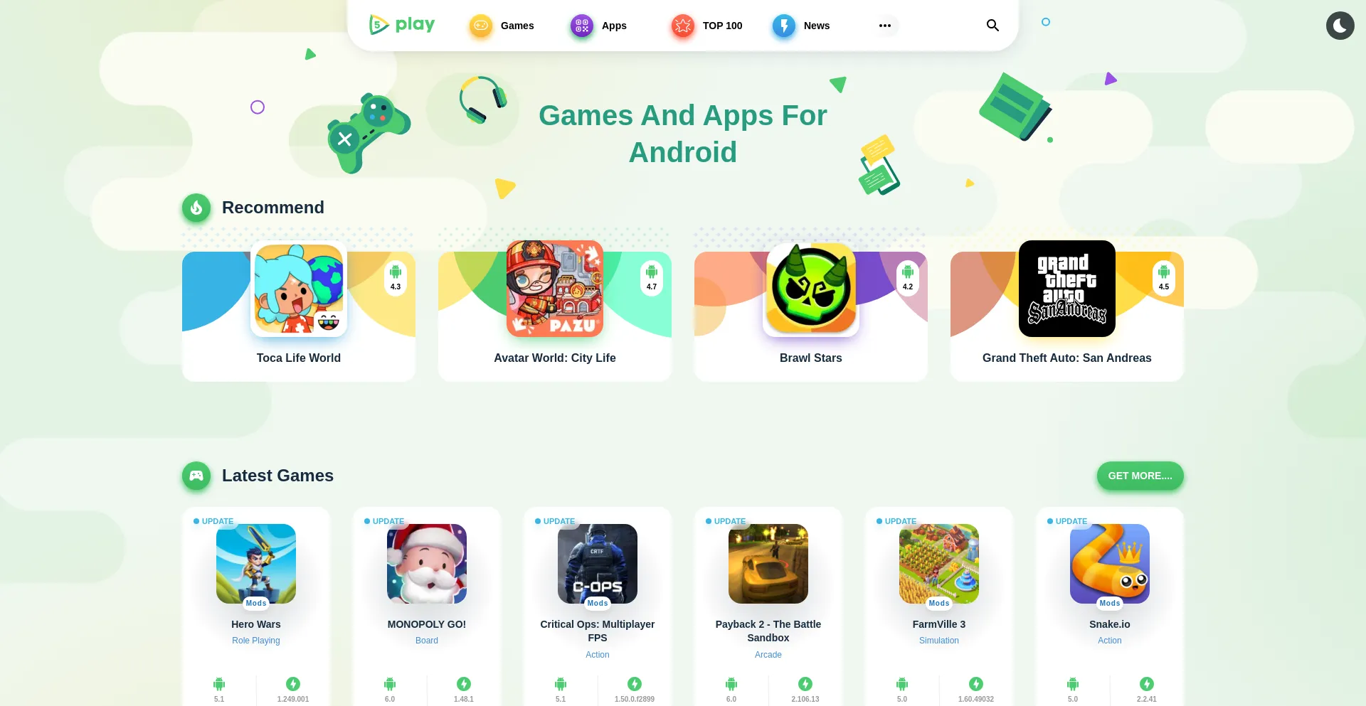 Website screenshot of 5play.app