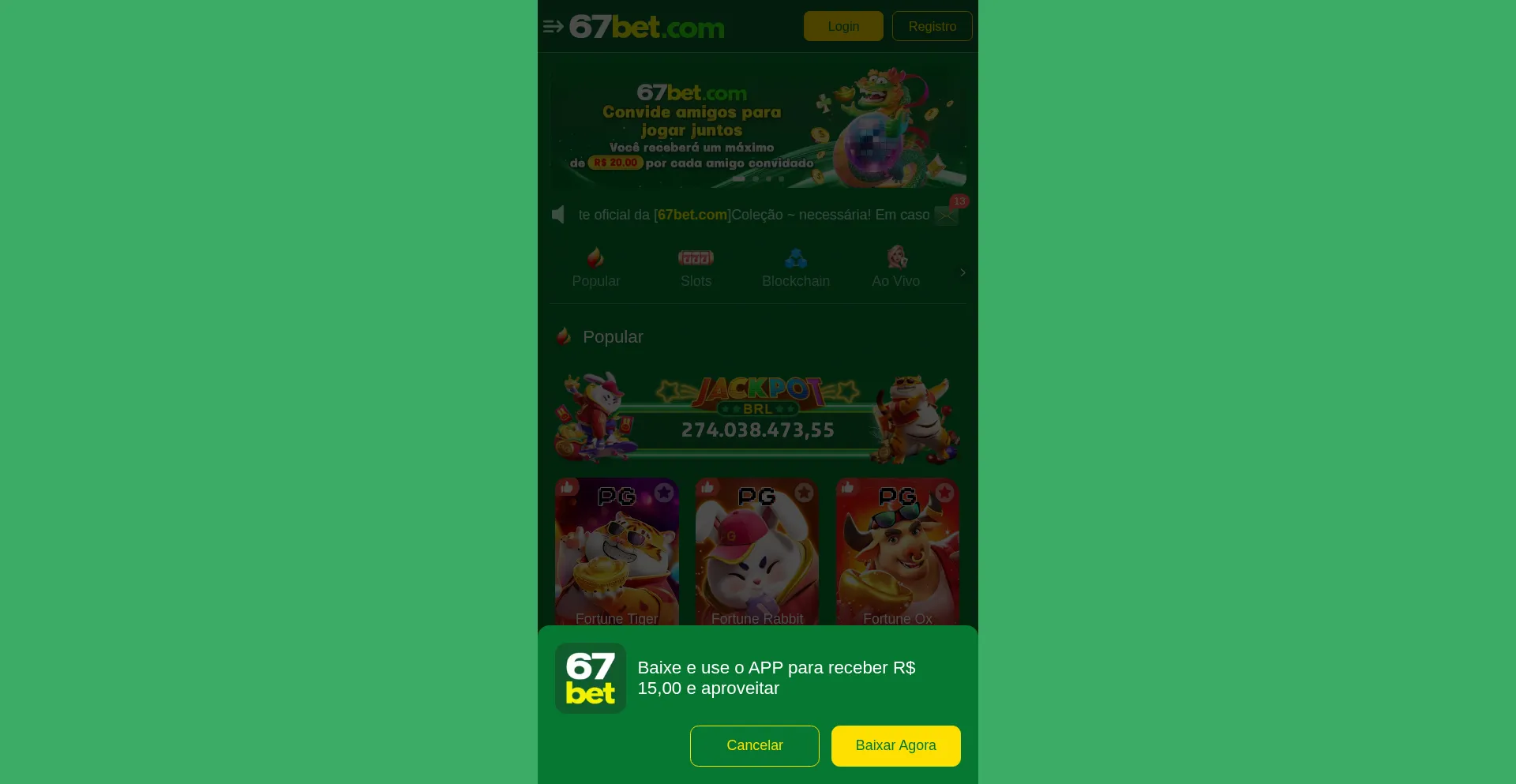 Website screenshot of 67bet.com