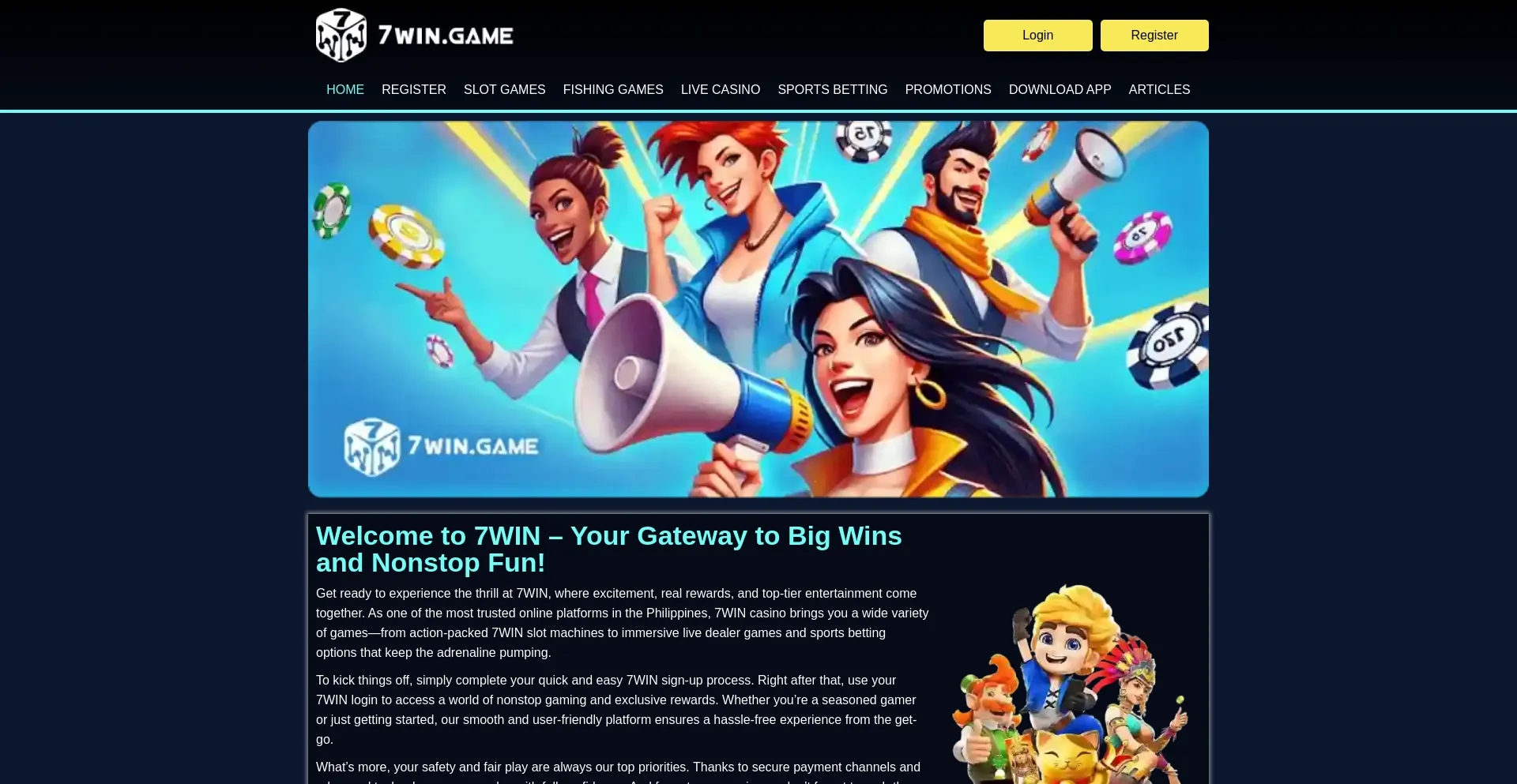 Website screenshot of 7win.store