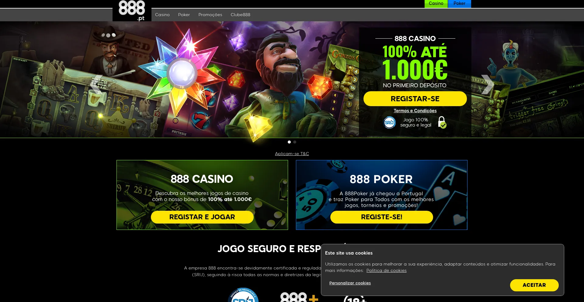 Website screenshot of 888.pt