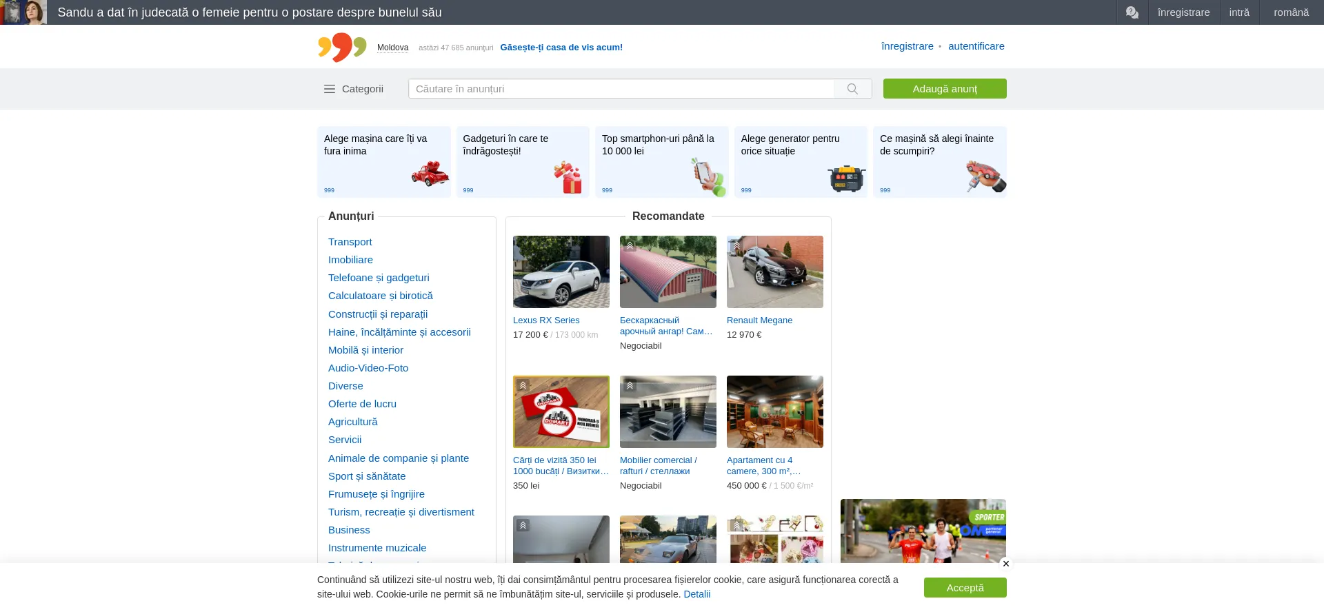 Website screenshot of 999.md