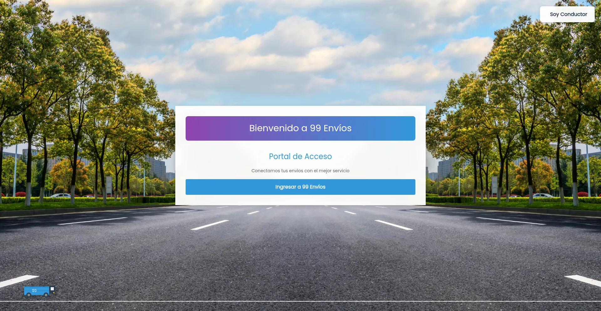Website screenshot of 99envios.app