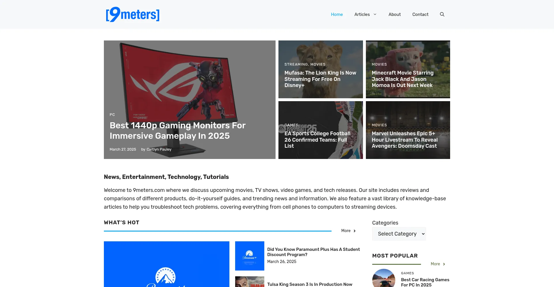 Website screenshot of 9meters.com