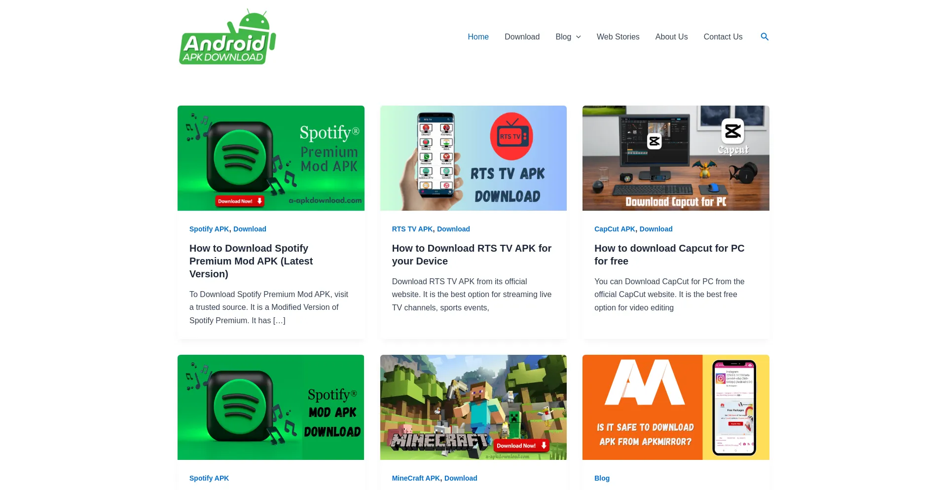 Website screenshot of A-apkdownload.com