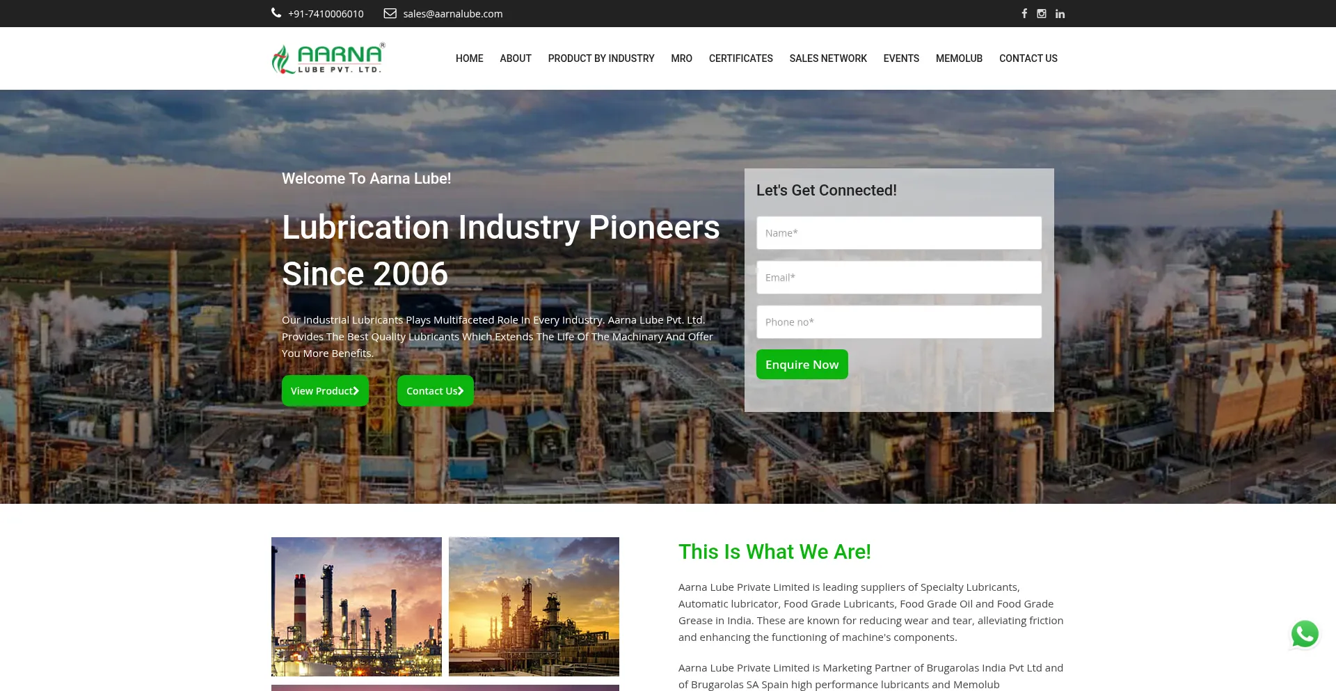 Aarnalube.com Screenshot