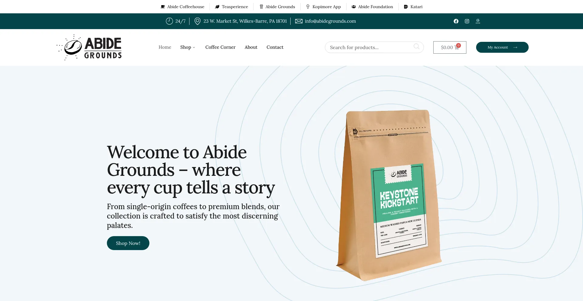 Website screenshot of Abidegrounds.com