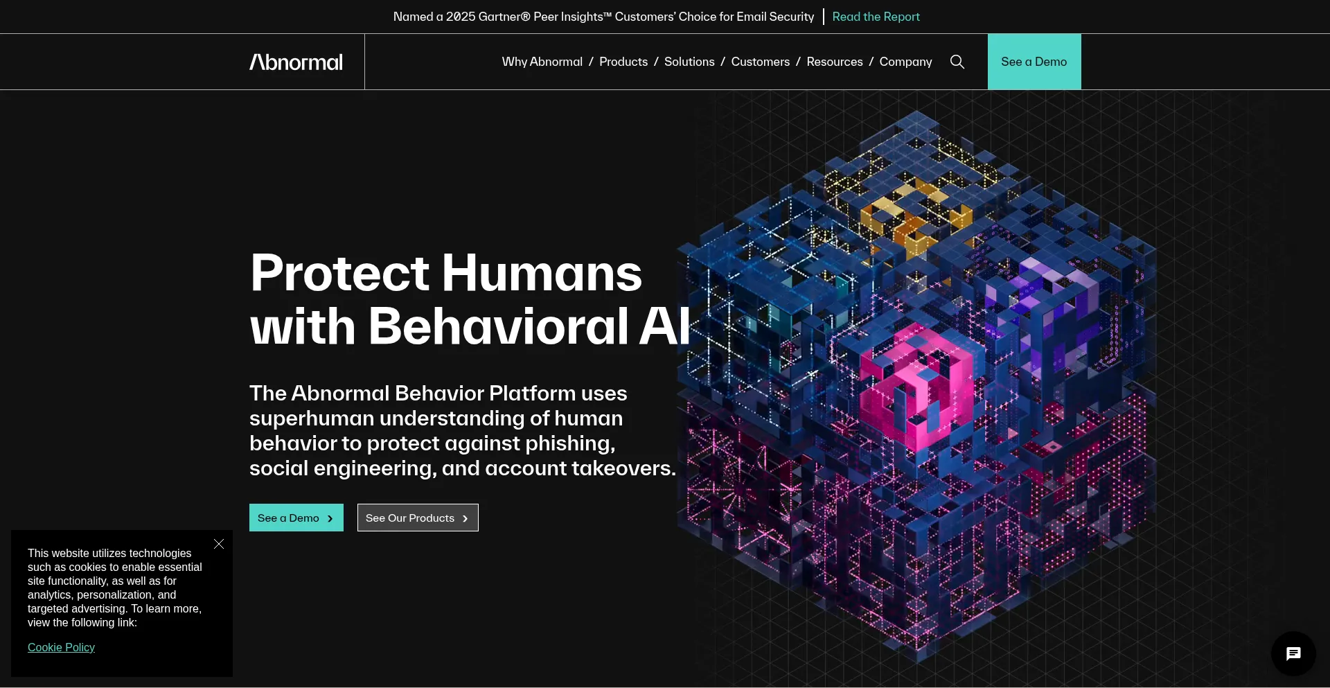 Website screenshot of Abnormal.ai