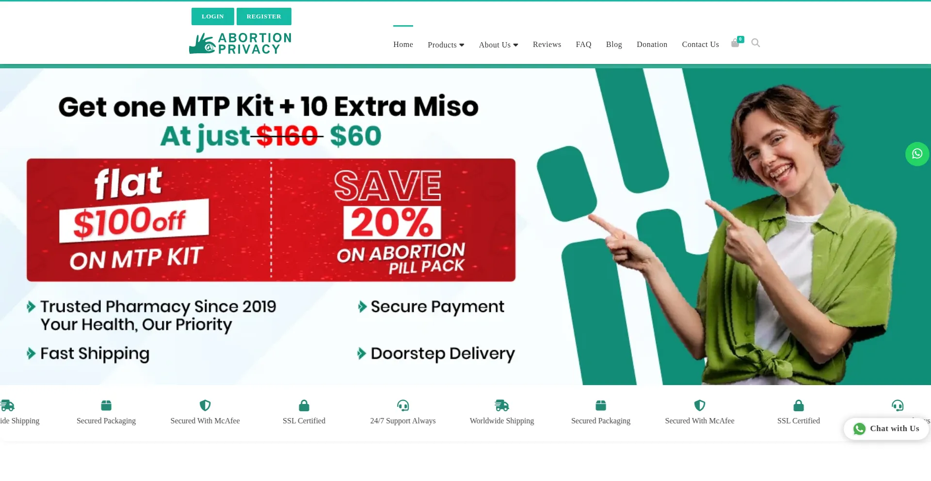 Website screenshot of Abortionprivacy.com