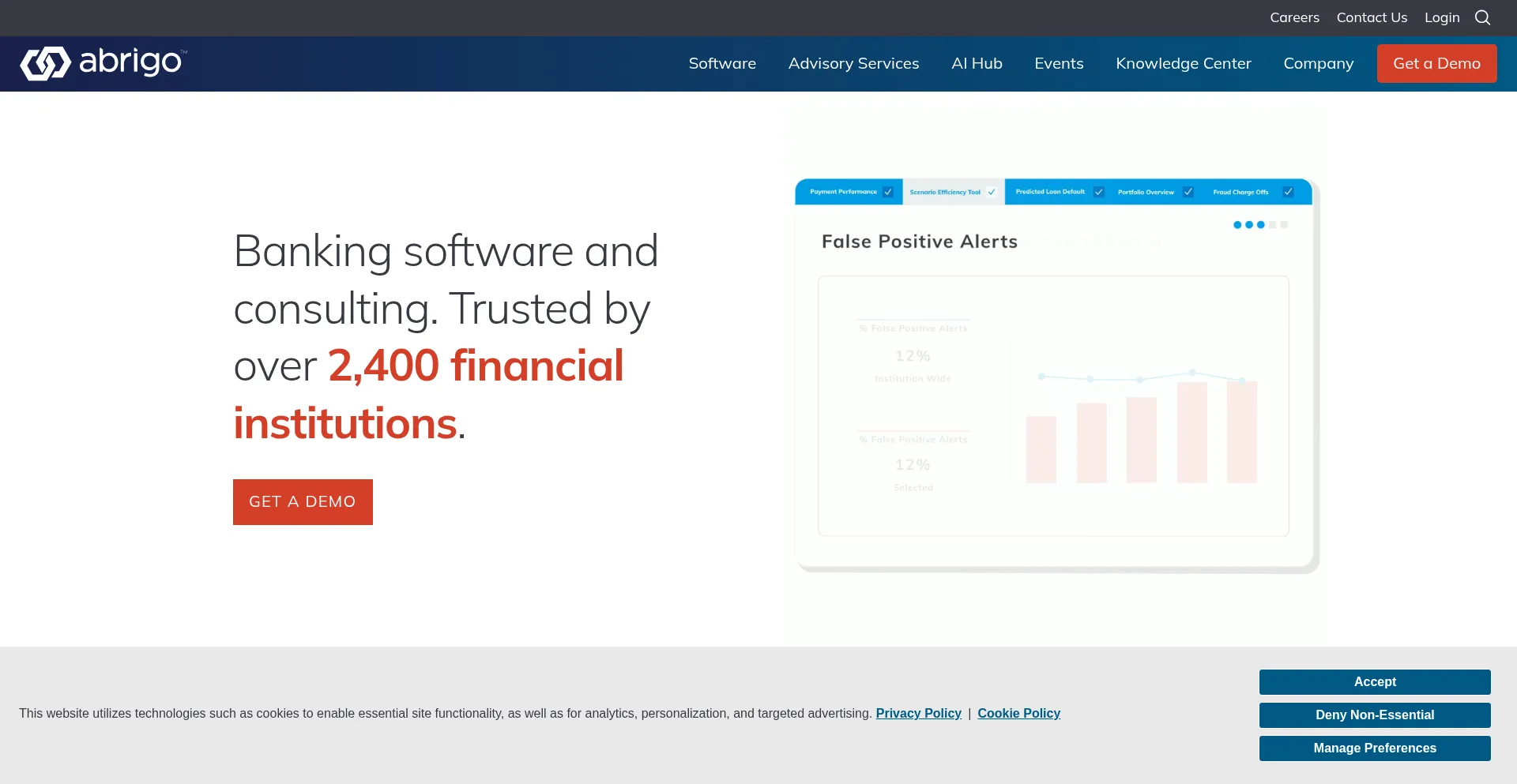 Website screenshot of Abrigo.com