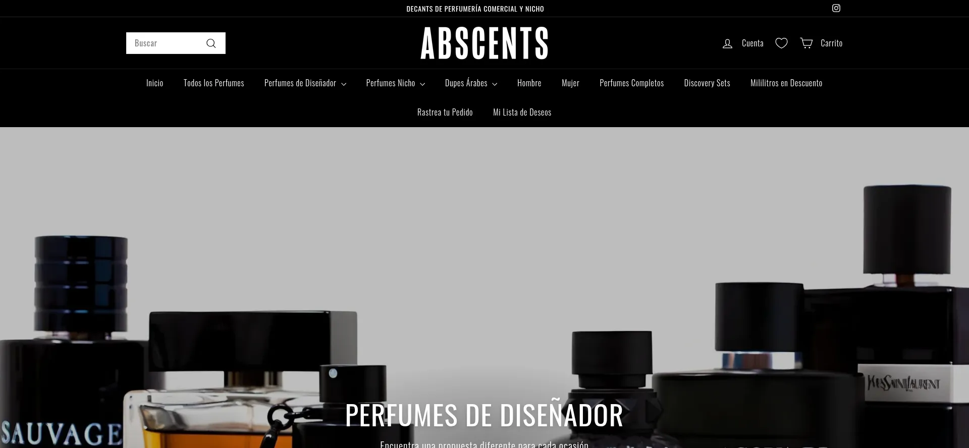 Website screenshot of Abscents.com.mx