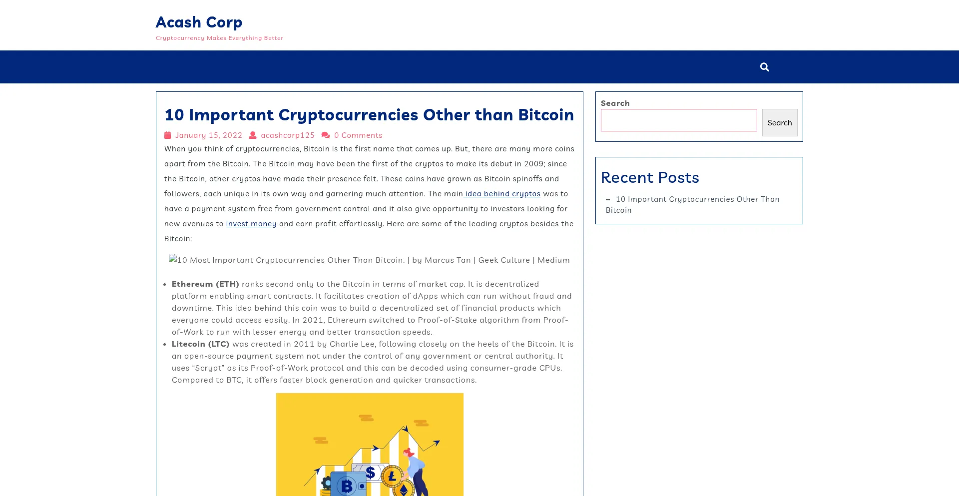 Website screenshot of Acashcorp.com