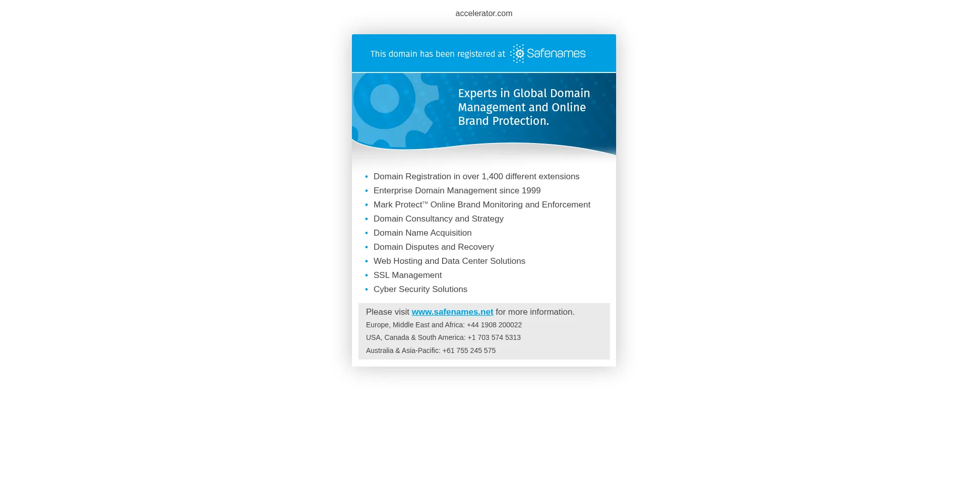 Website screenshot of Accelerator.com