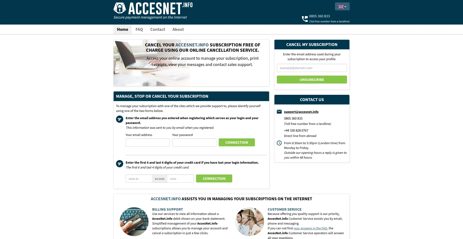 Website screenshot of Accesnet.info