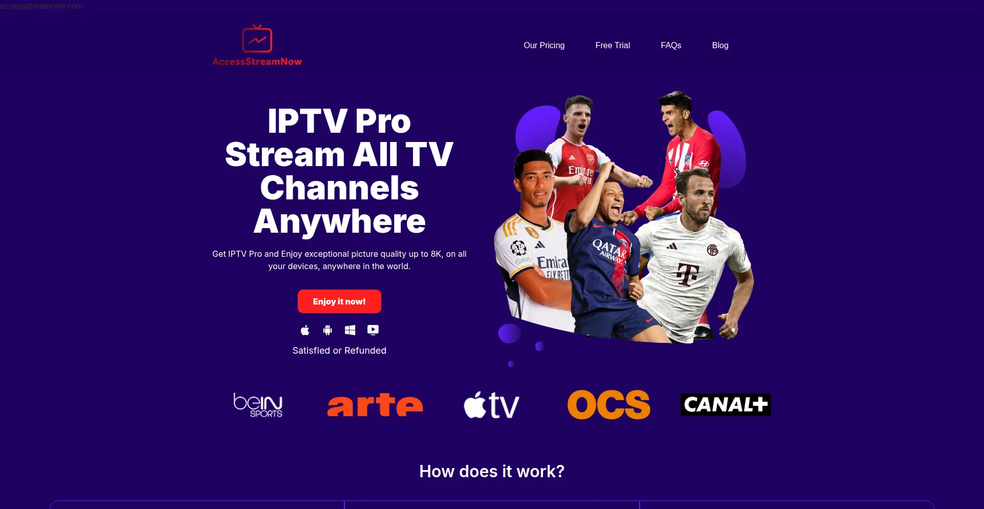 Website screenshot of Accessstreamnow.com