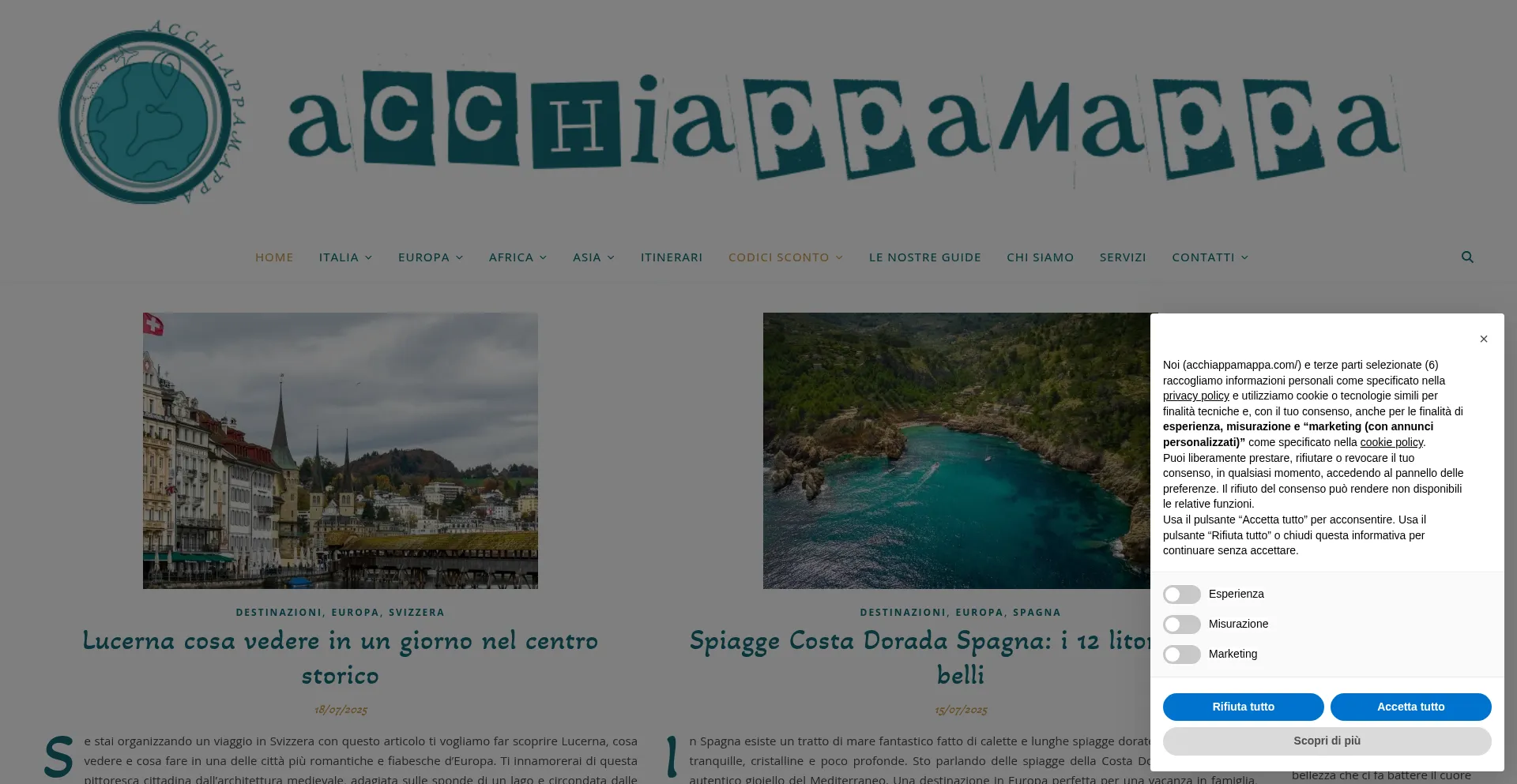 Website screenshot of Acchiappamappa.com