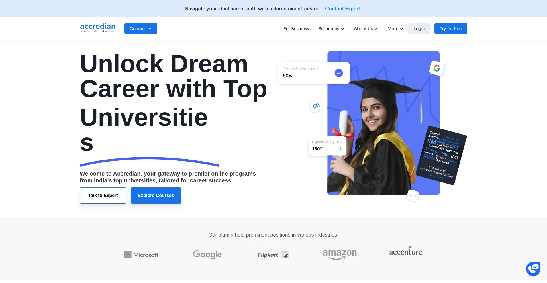 Website screenshot of Accredian.com