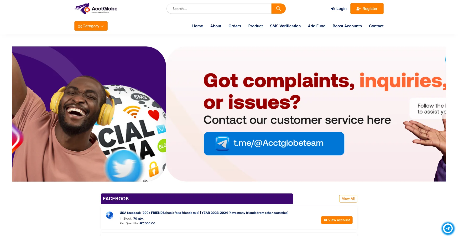 Website screenshot of Acctglobe.com