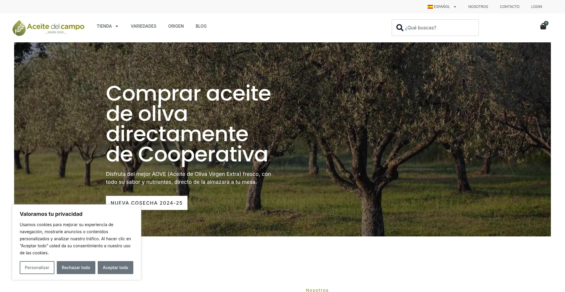 Website screenshot of Aceitedelcampo.com