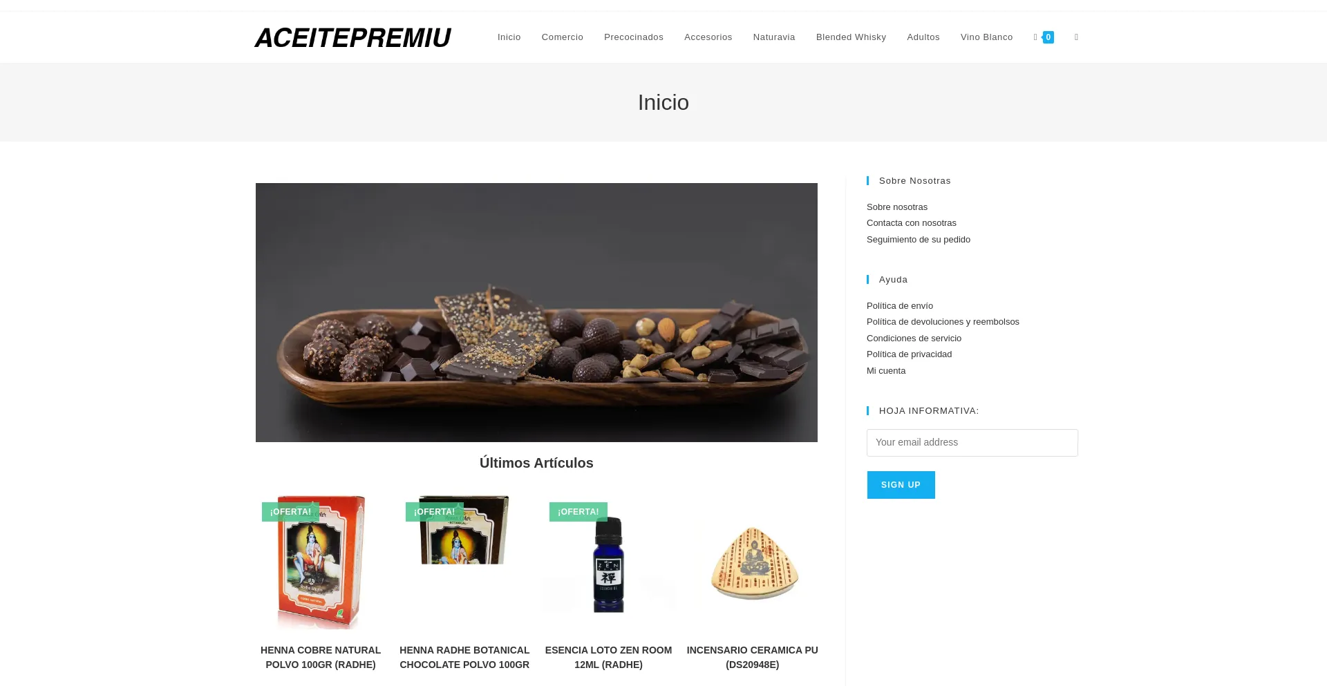 Website screenshot of Aceitepremium.com