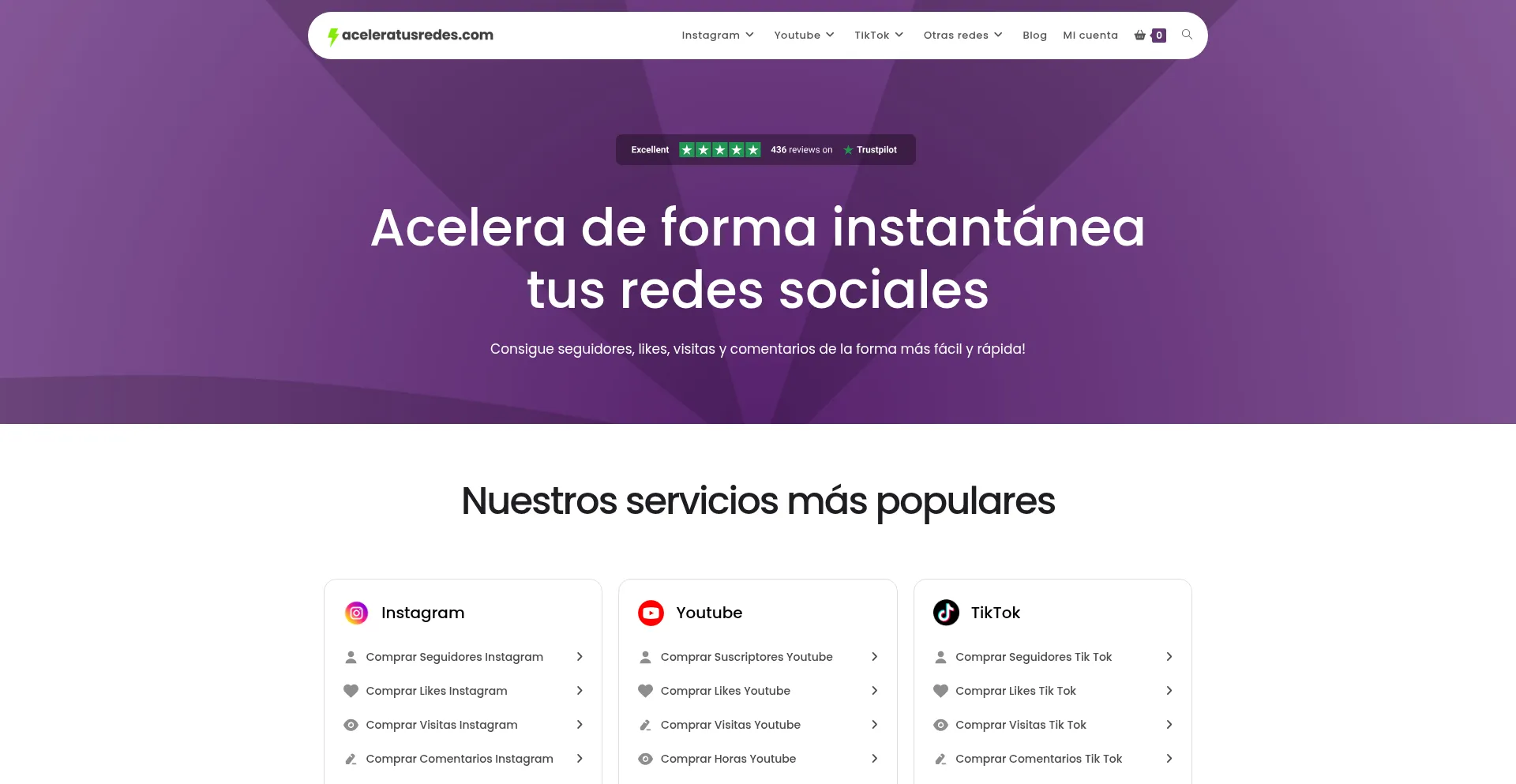 Website screenshot of Aceleratusredes.com