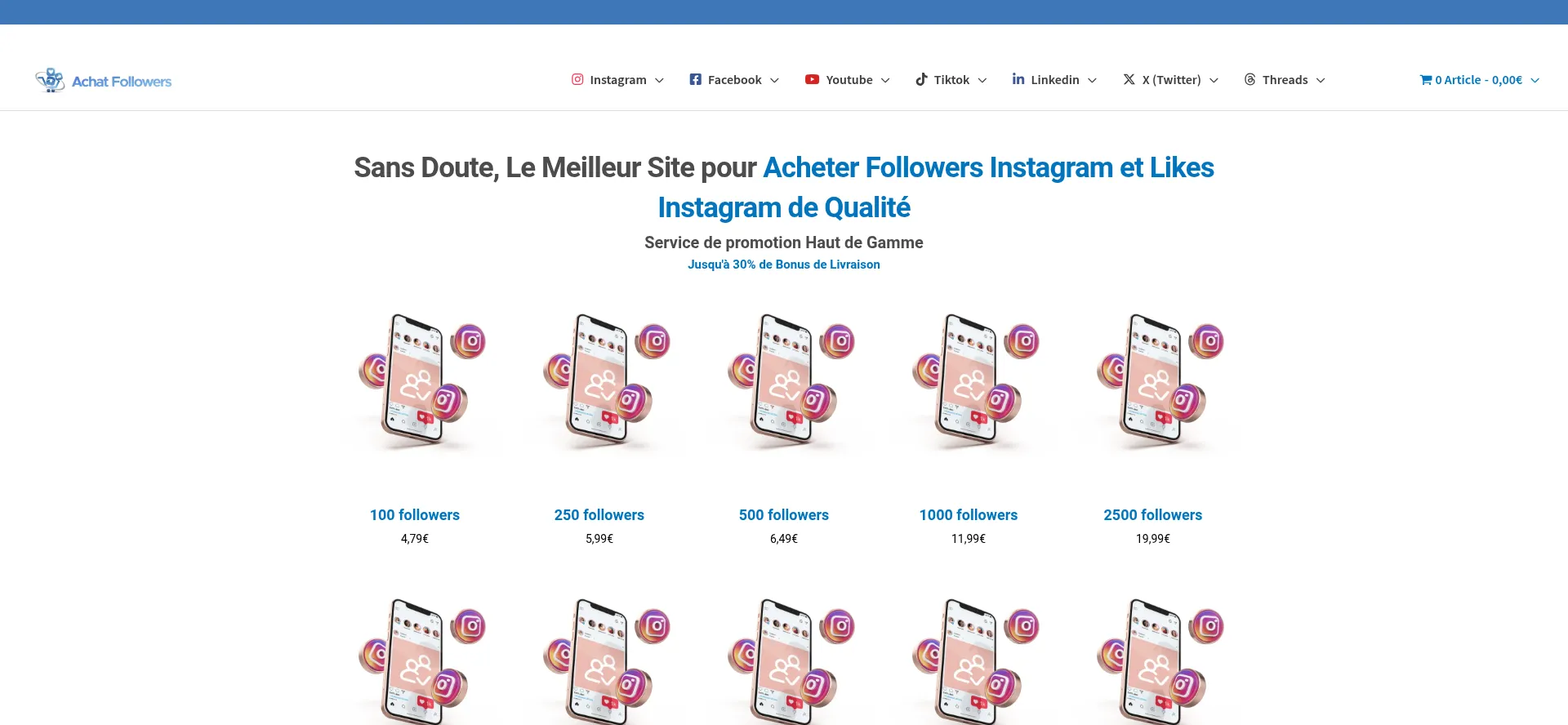 Website screenshot of Achat-followers.com
