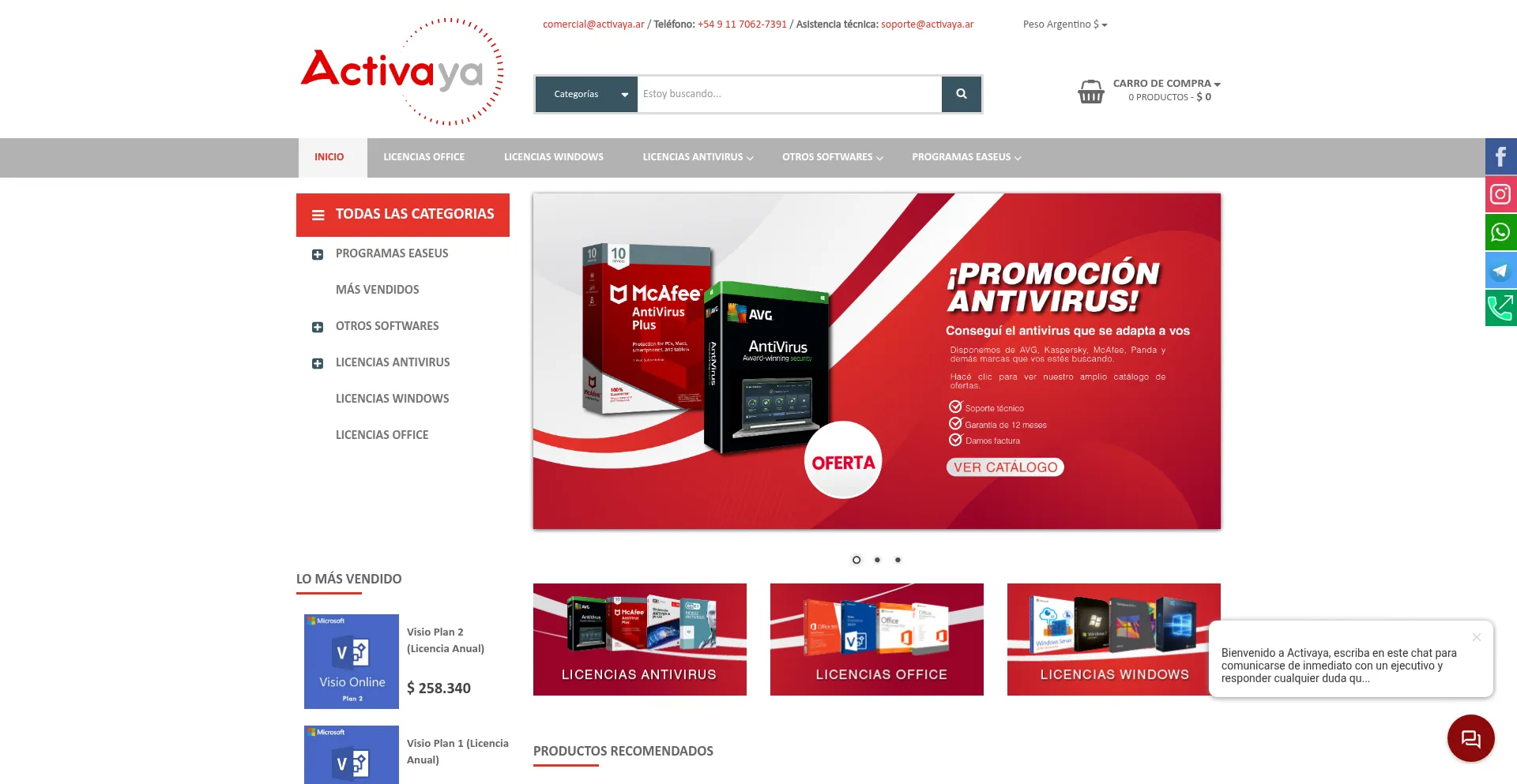 Website screenshot of Activaya.ar
