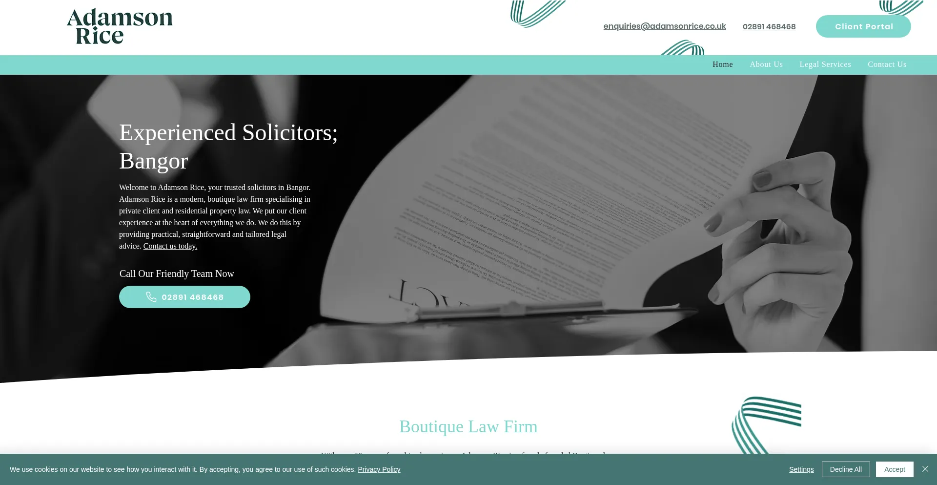 Website screenshot of Adamsonrice.co.uk