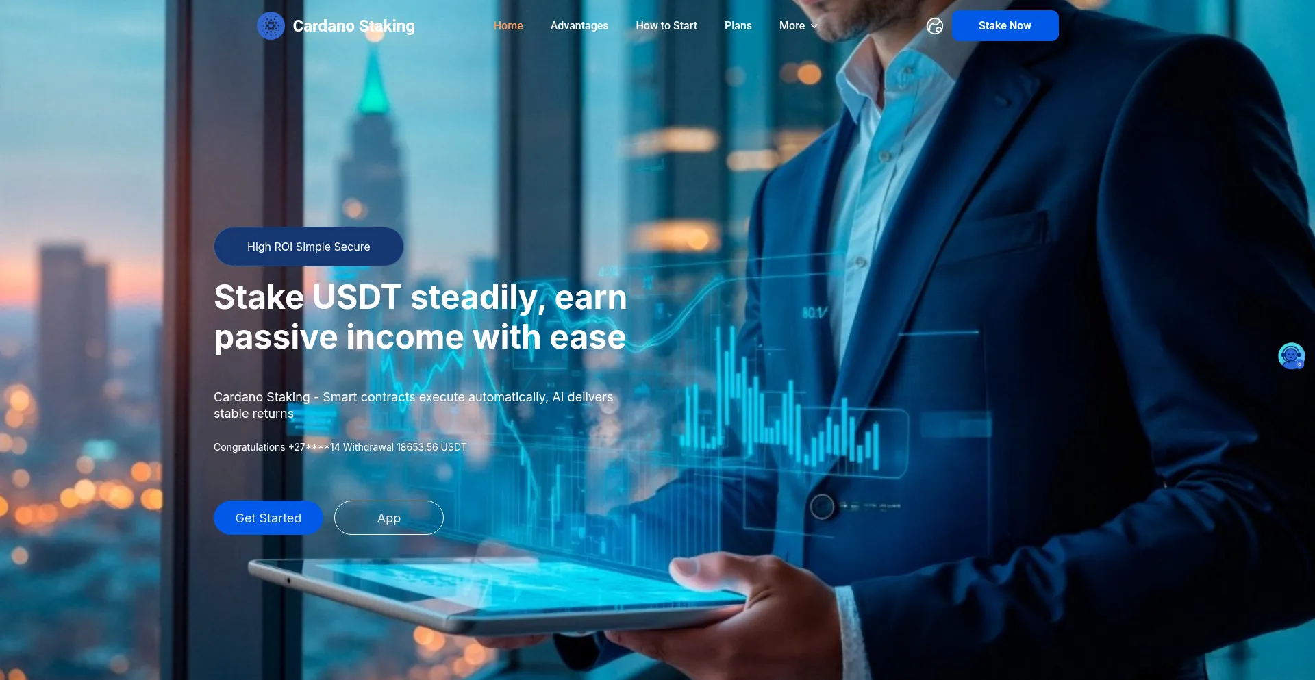 Website screenshot of Adastake.pro