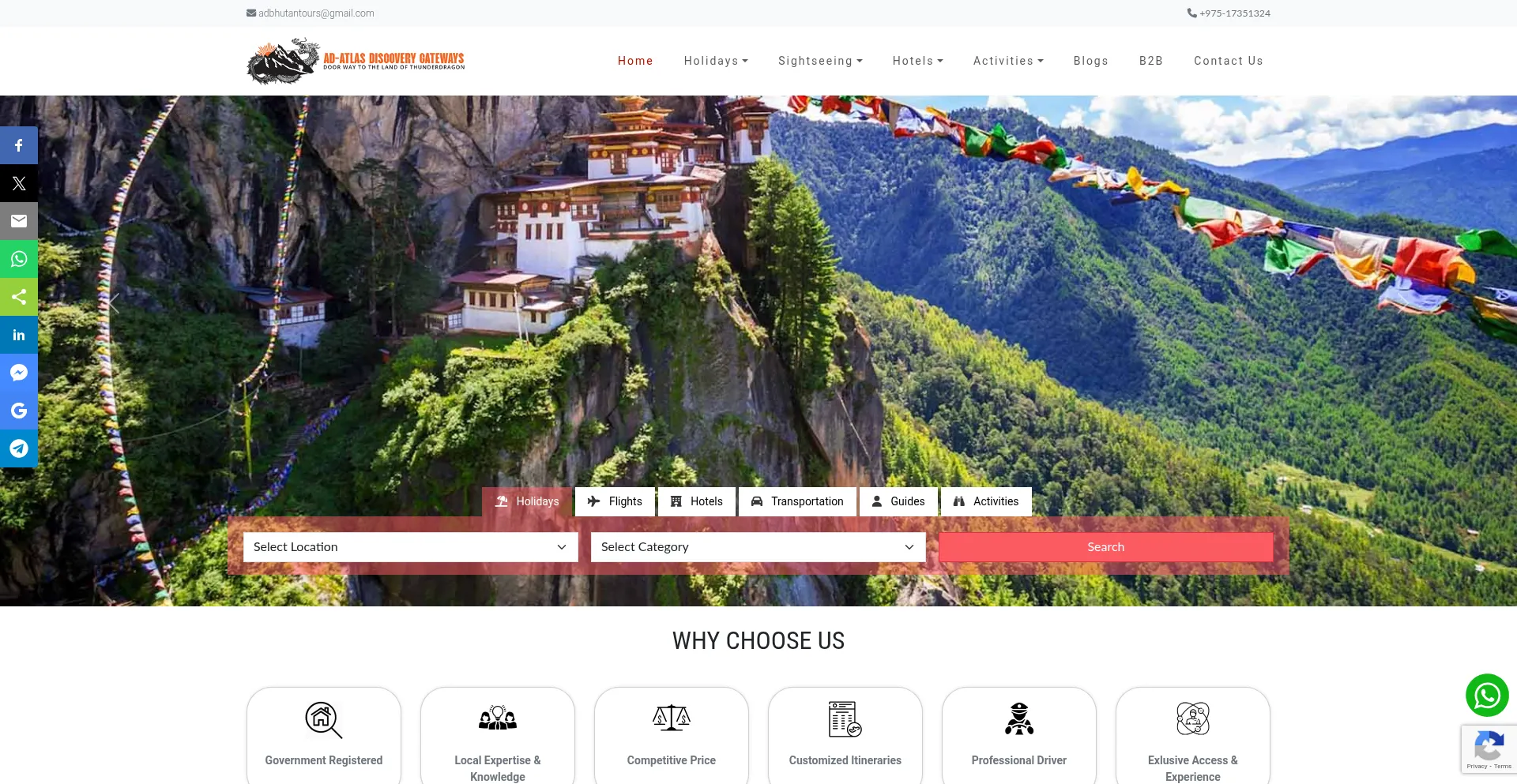 Website screenshot of Adbhutantours.com