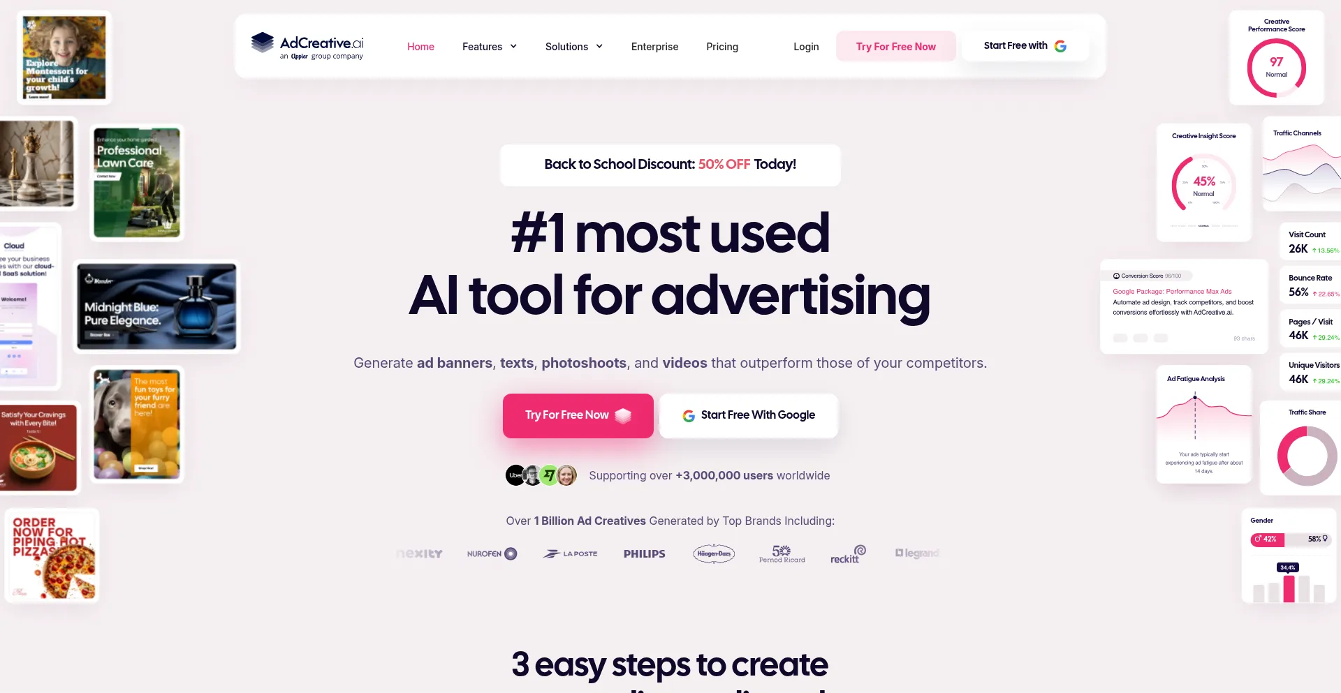 Website screenshot of Adcreative.ai