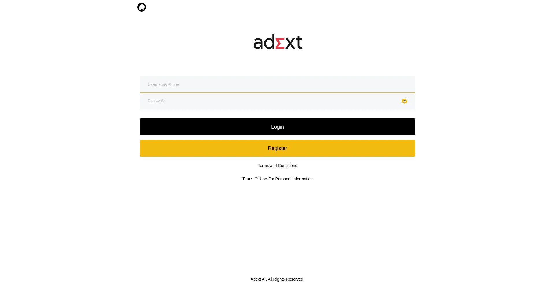 Website screenshot of Adextai.life