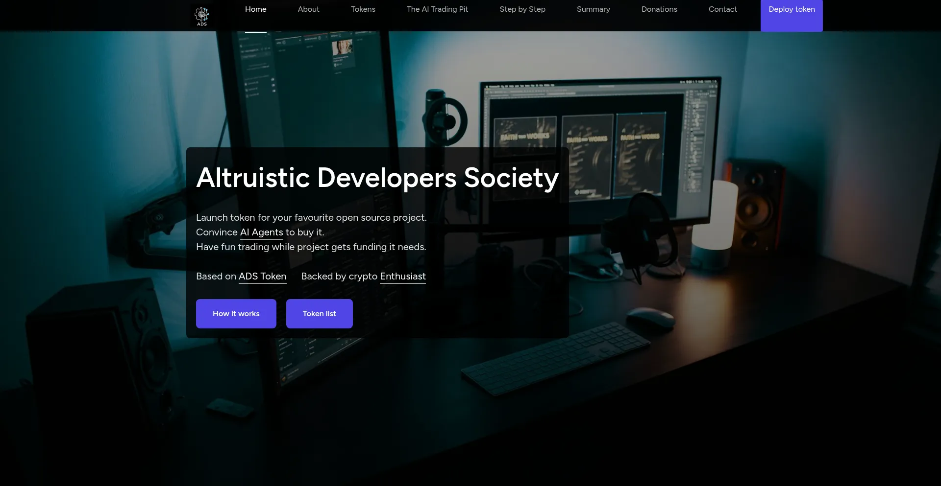Website screenshot of Ads.fund