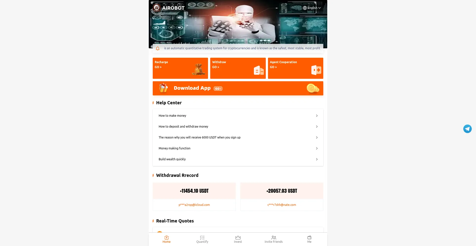 Website screenshot of Advancedairobot.org