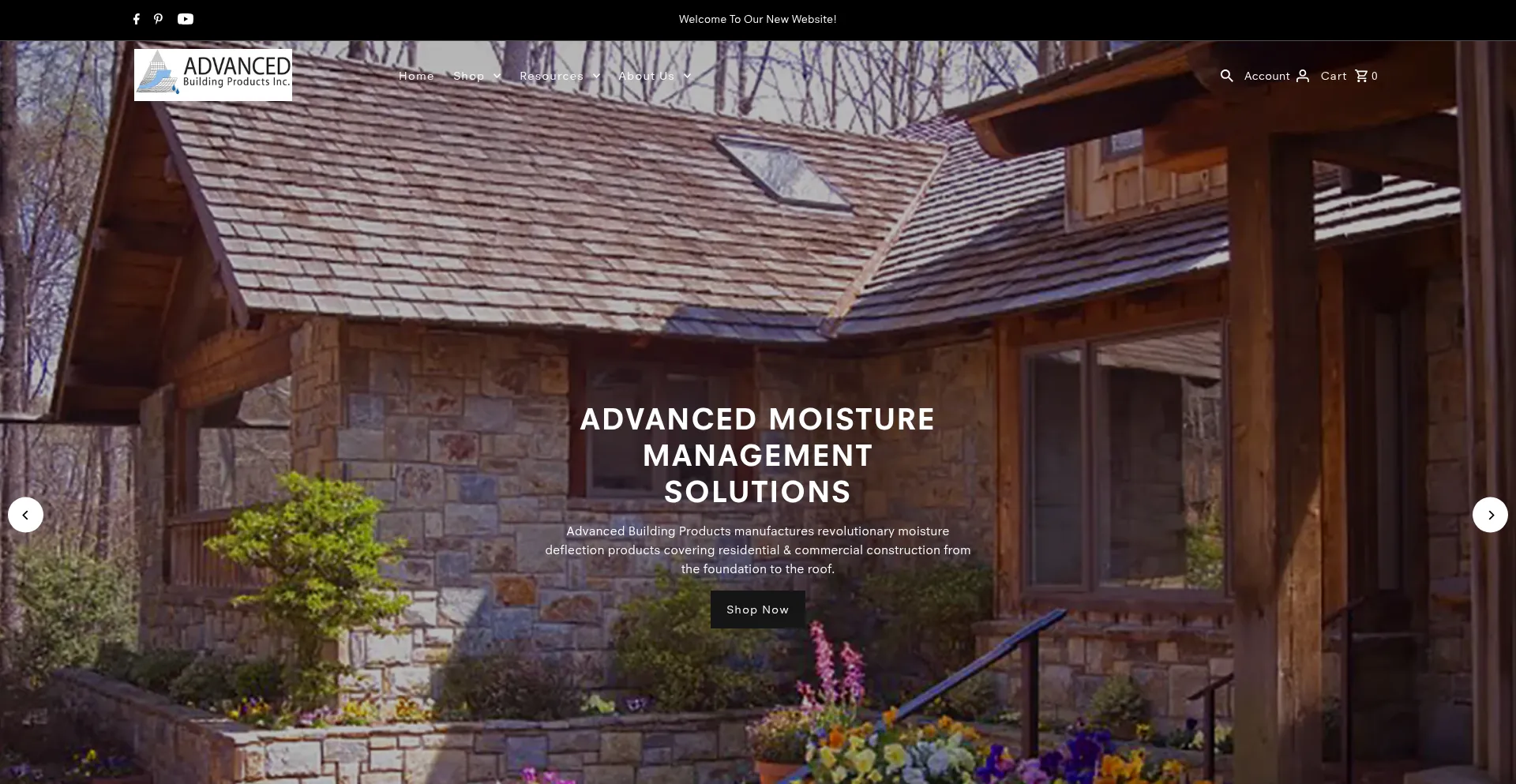Website screenshot of Advancedbuildingproductsshop.com