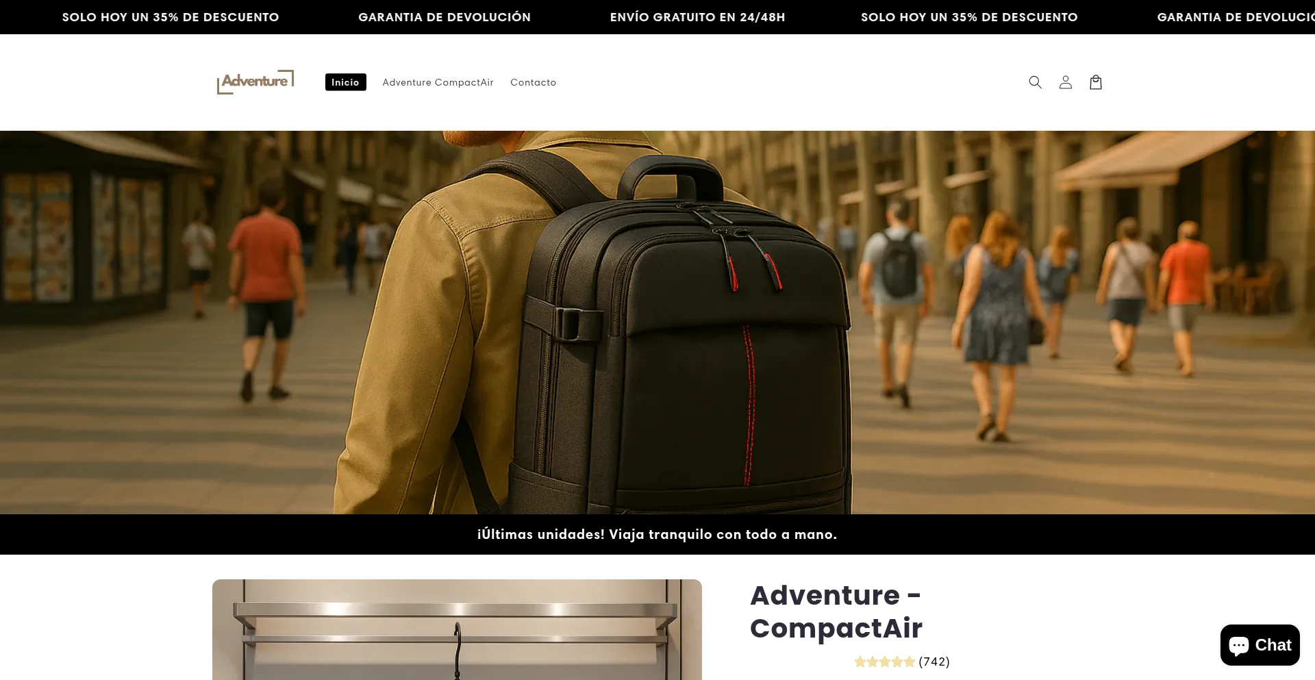 Website screenshot of Adveenture.com