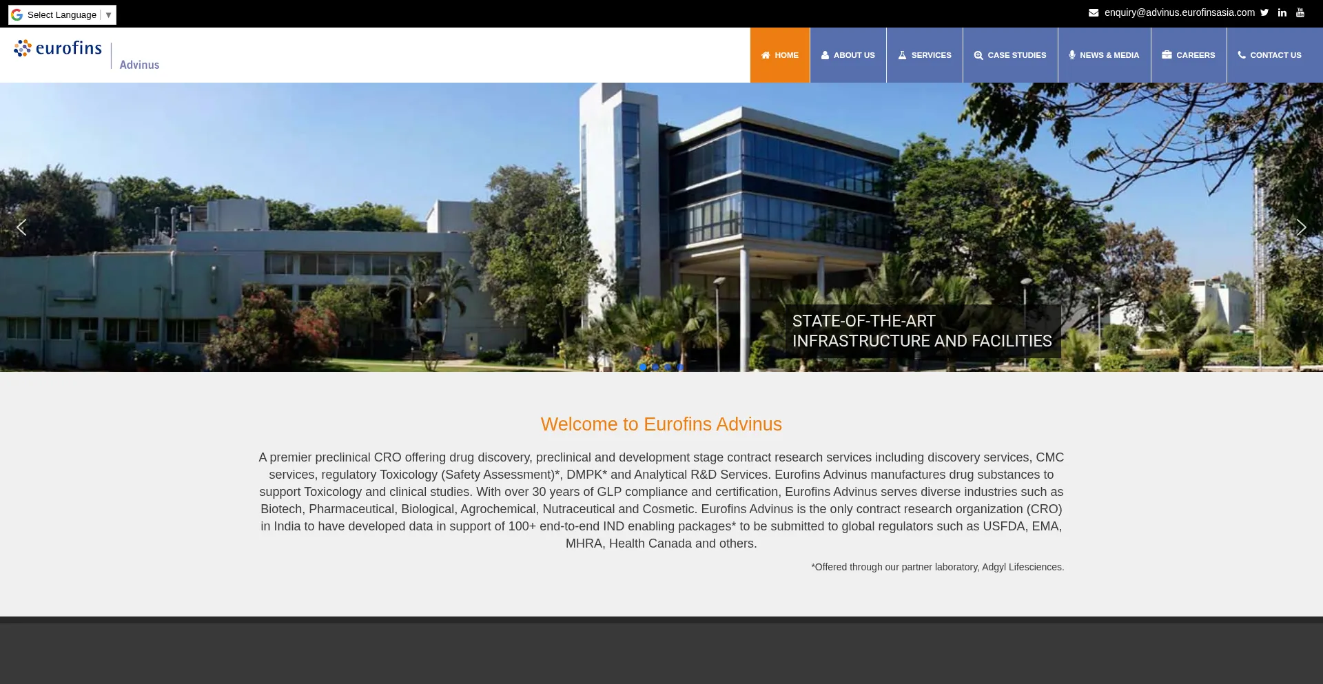Website screenshot of Advinus.com