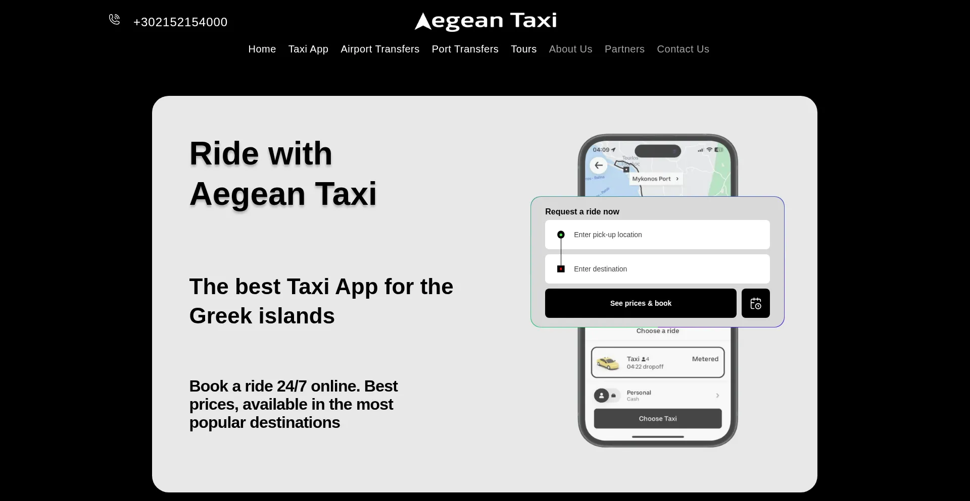 Website screenshot of Aegeantaxi.com