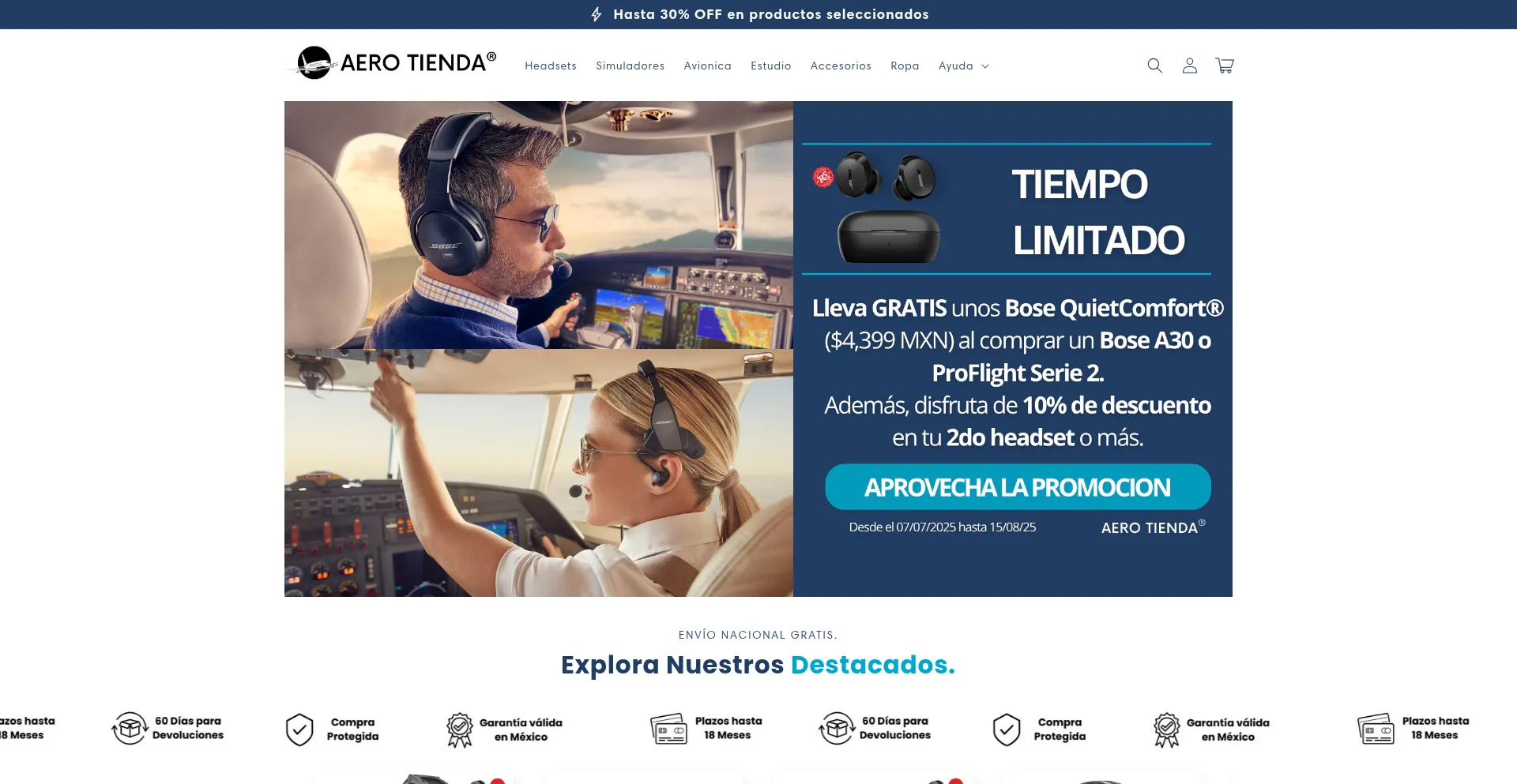 Website screenshot of Aerotienda.com