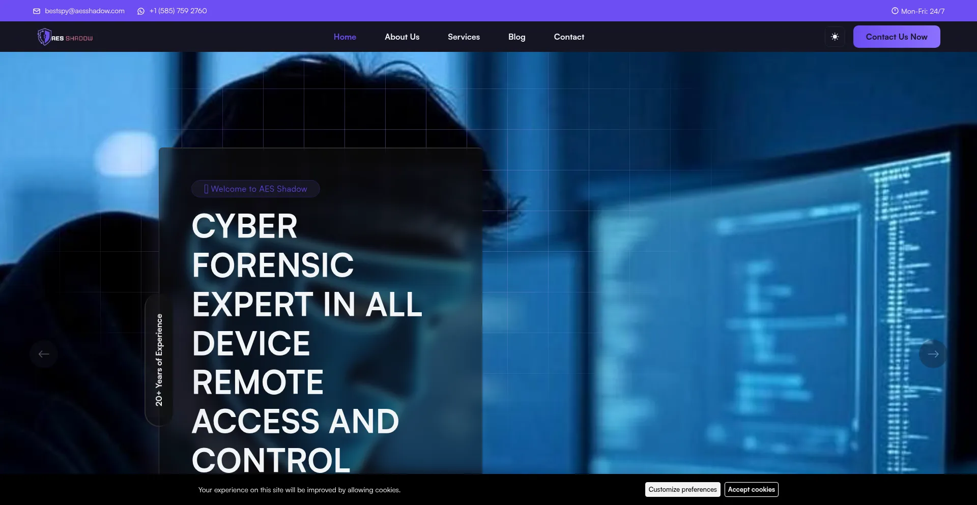 Aesshadow.com Screenshot