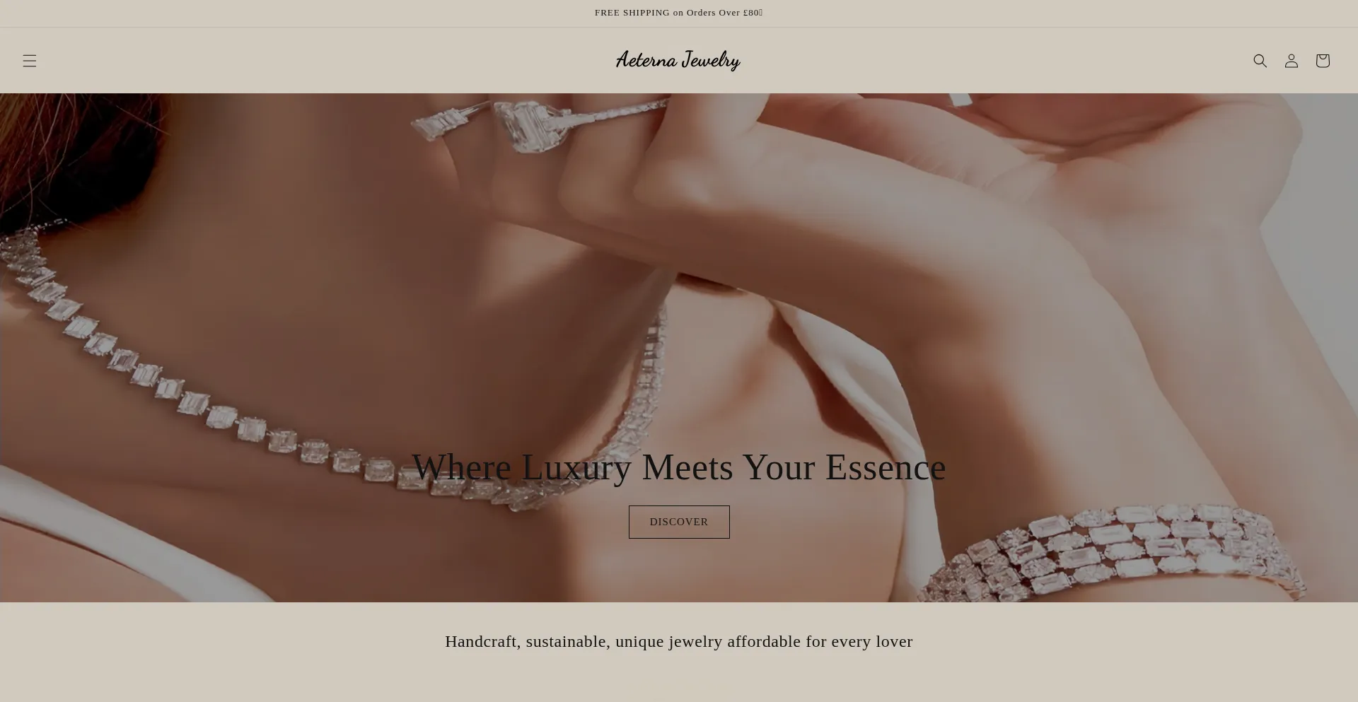 Website screenshot of Aeternajewelry.com