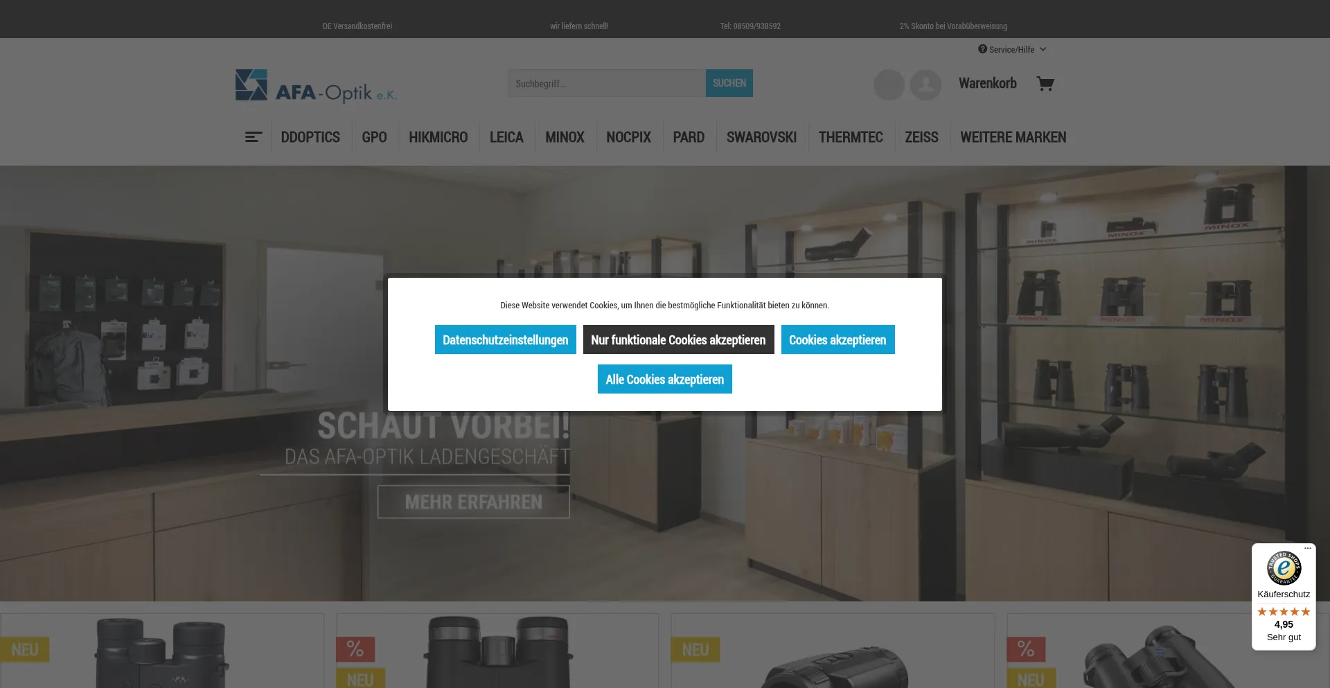 Website screenshot of Afa-optik.de