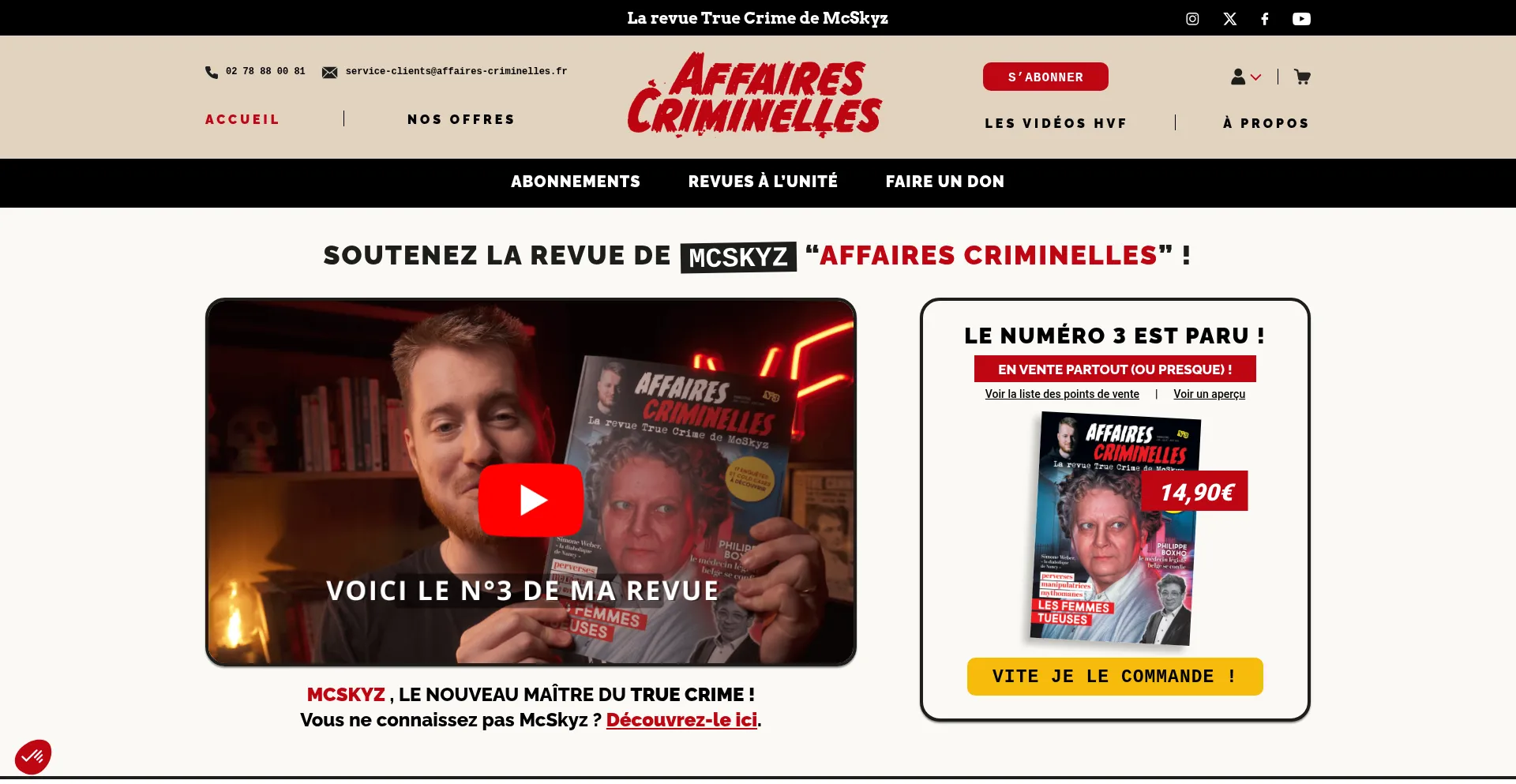Website screenshot of Affaires-criminelles.fr