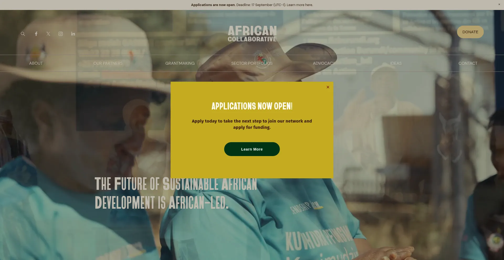 Website screenshot of Africancollab.org
