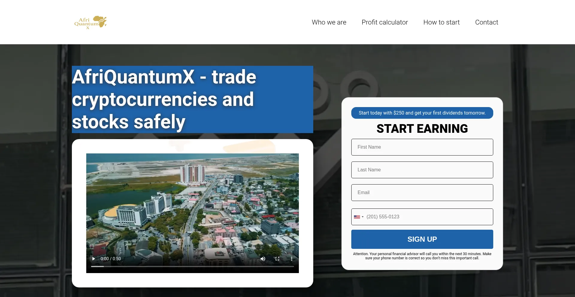 ¿És Seguro y Confiable Afriquantumx.com?