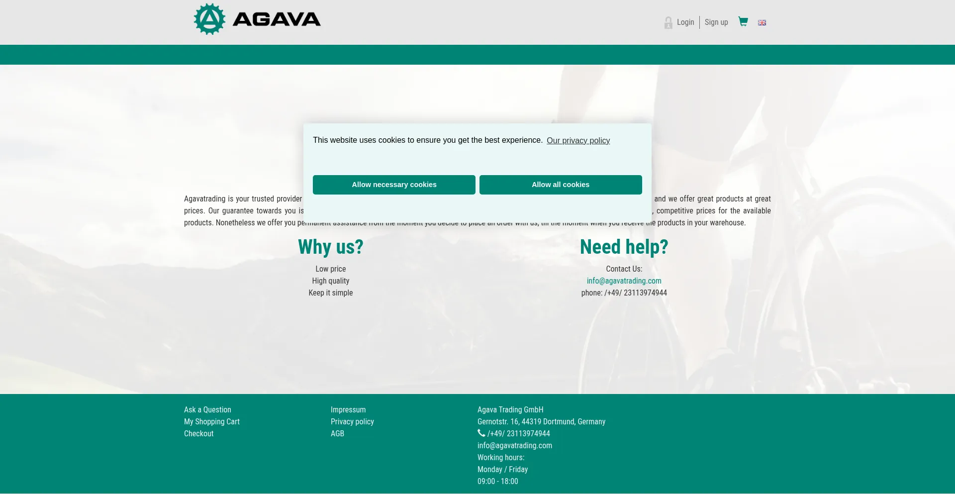 Website screenshot of Agavatrading.com