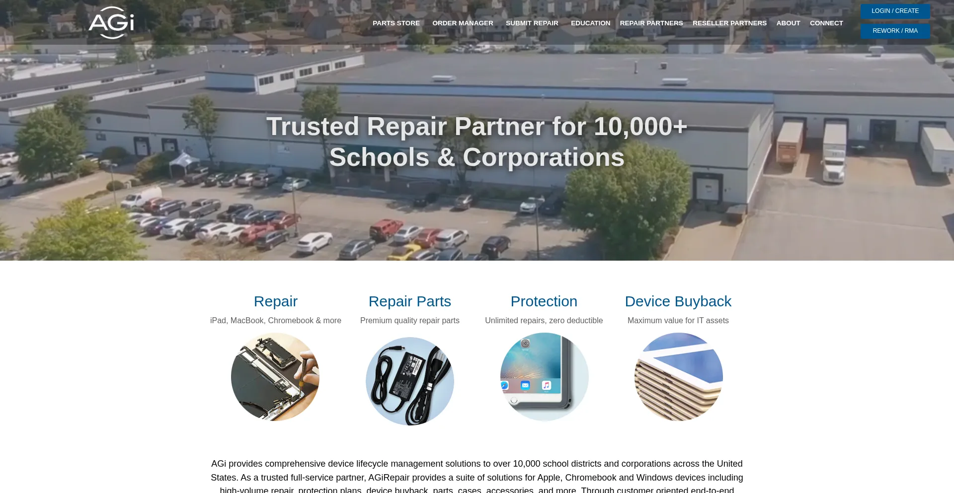 Website screenshot of Agirepair.com