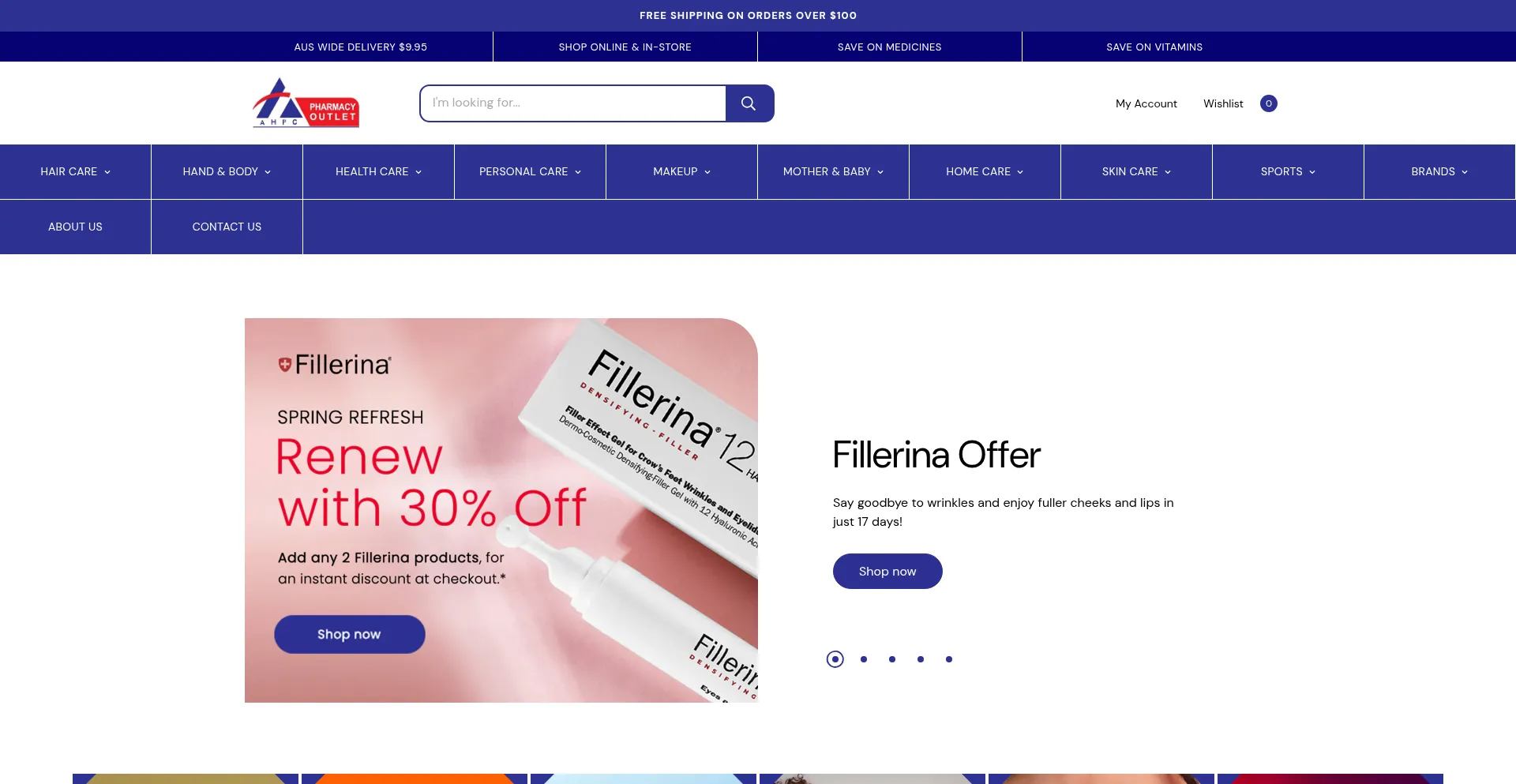 Website screenshot of Ahpcpharmacyoutlet.com.au