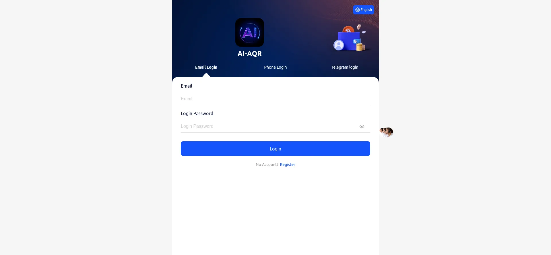 Website screenshot of Ai-aqr.vip