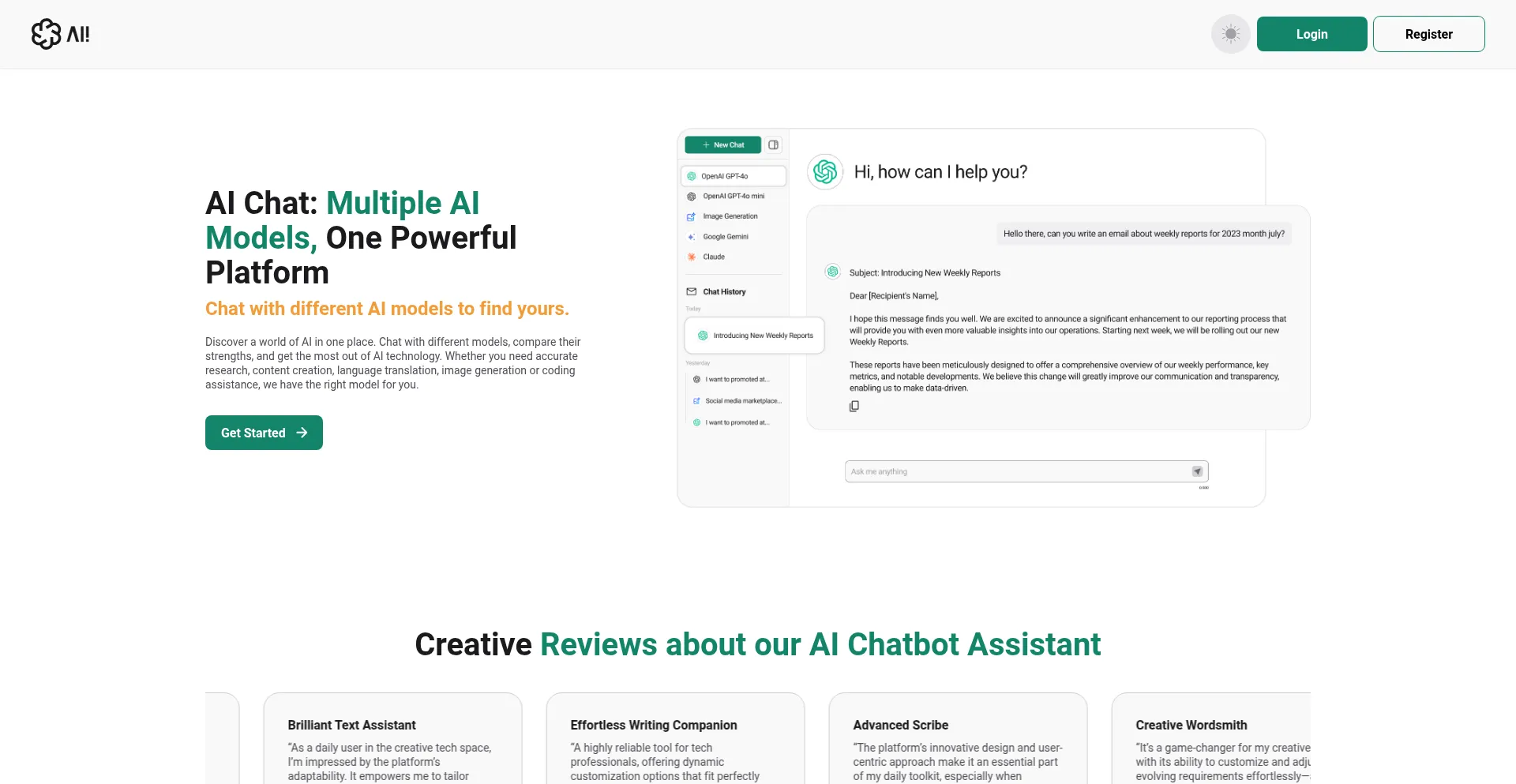 Website screenshot of Aichatapp.ai