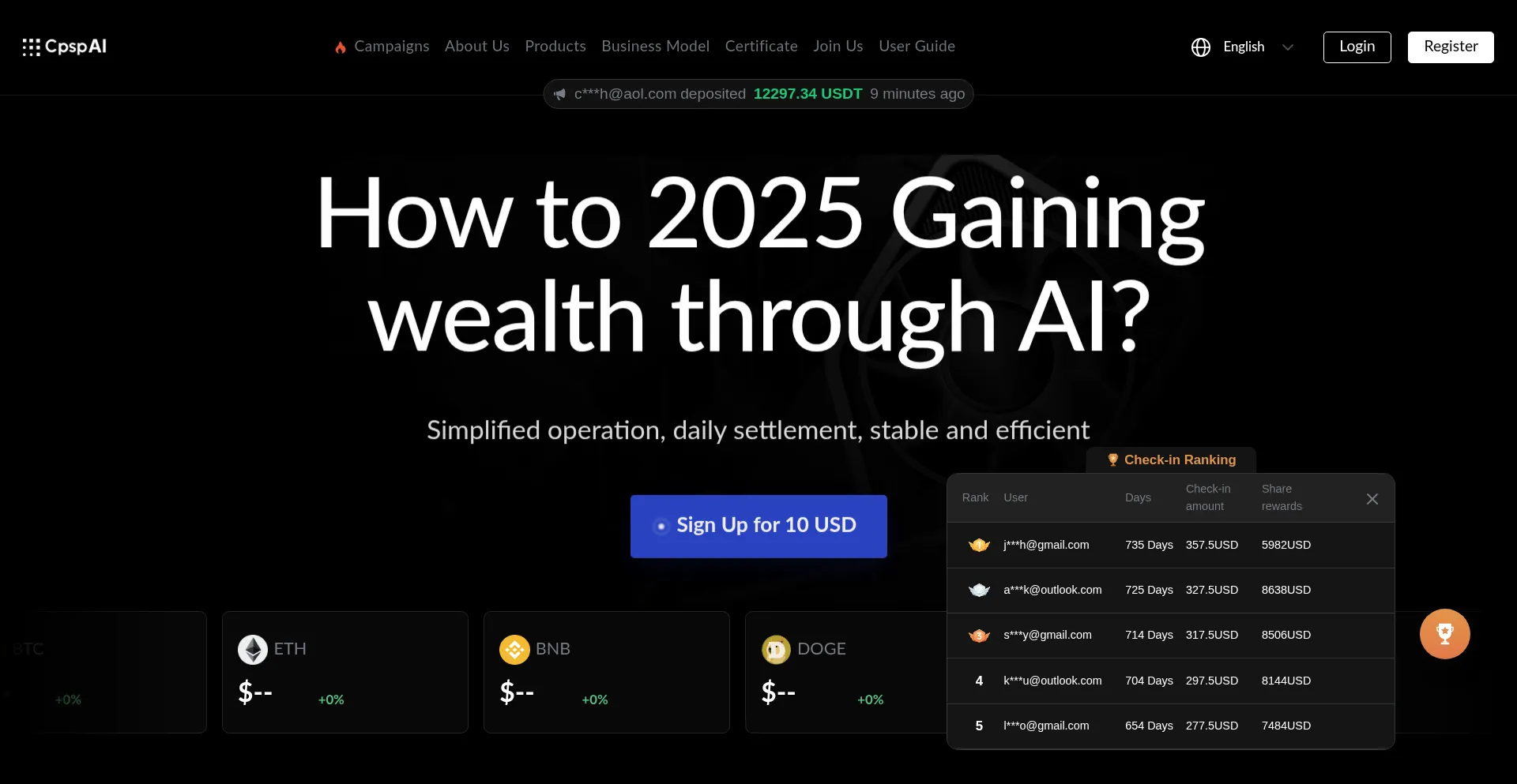 Website screenshot of Aicpsp.com